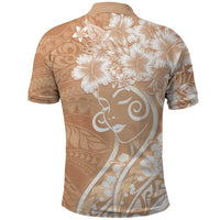 Polynesian Women's Day Polo Shirt Brown Hibiscus Flowers With Polynesian Pattern