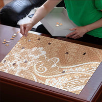 Polynesian Women's Day Puzzle Brown Hibiscus Flowers With Polynesian Pattern
