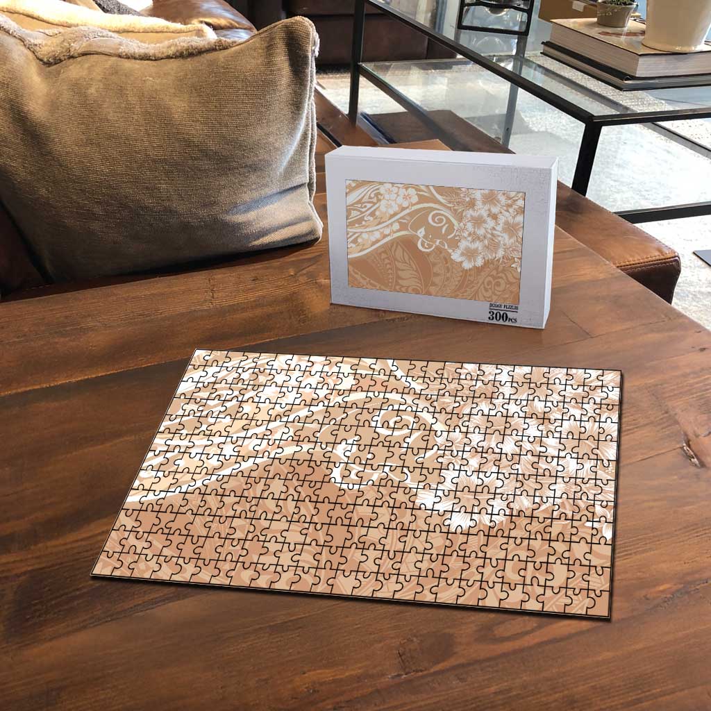 Polynesian Women's Day Puzzle Brown Hibiscus Flowers With Polynesian Pattern
