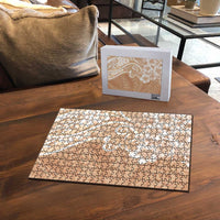 Polynesian Women's Day Puzzle Brown Hibiscus Flowers With Polynesian Pattern