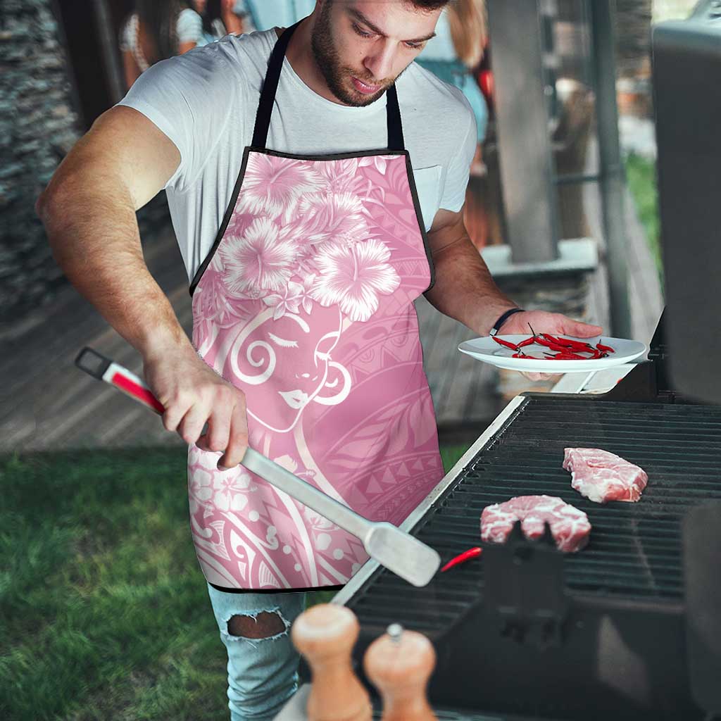 Polynesian Women's Day Apron Pink Hibiscus Flowers With Polynesian Pattern