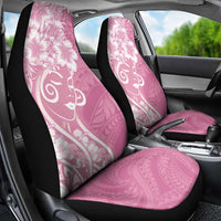 Polynesian Women's Day Car Seat Cover Pink Hibiscus Flowers With Polynesian Pattern