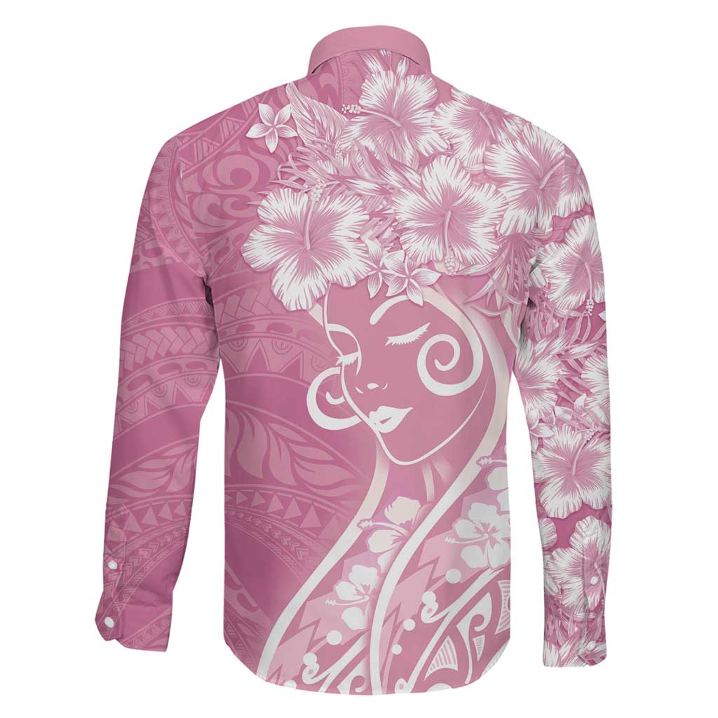 Polynesian Women's Day Family Matching Mermaid Dress and Hawaiian Shirt Pink Hibiscus Flowers With Polynesian Pattern LT05 - Polynesian Pride