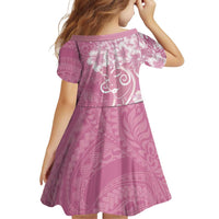 Polynesian Women's Day Family Matching Off Shoulder Short Dress and Hawaiian Shirt Pink Hibiscus Flowers With Polynesian Pattern LT05 - Polynesian Pride