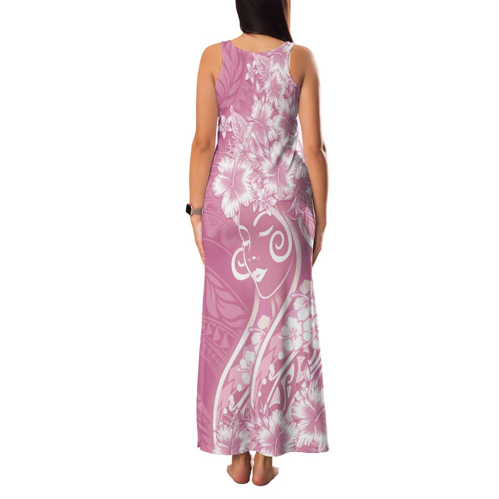 Polynesian Women's Day Family Matching Tank Maxi Dress and Hawaiian Shirt Pink Hibiscus Flowers With Polynesian Pattern LT05 - Polynesian Pride