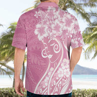 Polynesian Women's Day Hawaiian Shirt Pink Hibiscus Flowers With Polynesian Pattern