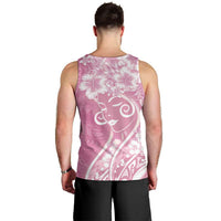 Polynesian Women's Day Men Tank Top Pink Hibiscus Flowers With Polynesian Pattern