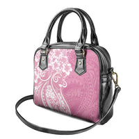 Polynesian Women's Day Shoulder Handbag Pink Hibiscus Flowers With Polynesian Pattern