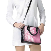 Polynesian Women's Day Shoulder Handbag Pink Hibiscus Flowers With Polynesian Pattern