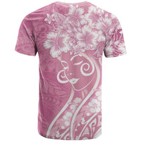 Polynesian Women's Day T Shirt Pink Hibiscus Flowers With Polynesian Pattern