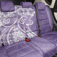 Polynesian Women's Day Back Car Seat Cover Purple Hibiscus Flowers With Polynesian Pattern