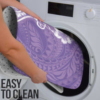Polynesian Women's Day Bathroom Set Purple Hibiscus Flowers With Polynesian Pattern