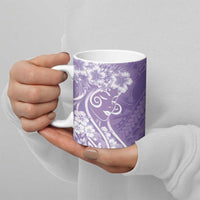 Polynesian Women's Day Ceramic Mug Purple Hibiscus Flowers With Polynesian Pattern
