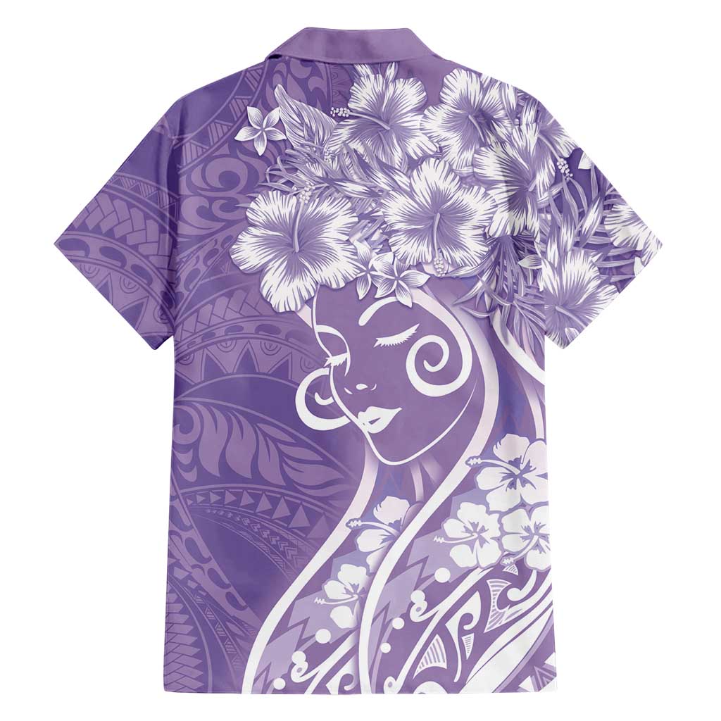 Polynesian Women's Day Family Matching Long Sleeve Bodycon Dress and Hawaiian Shirt Purple Hibiscus Flowers With Polynesian Pattern LT05 - Polynesian Pride