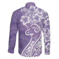 Polynesian Women's Day Family Matching Short Sleeve Bodycon Dress and Hawaiian Shirt Purple Hibiscus Flowers With Polynesian Pattern LT05 - Polynesian Pride
