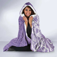 Polynesian Women's Day Hooded Blanket Purple Hibiscus Flowers With Polynesian Pattern