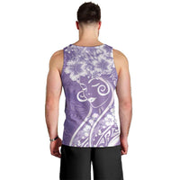 Polynesian Women's Day Men Tank Top Purple Hibiscus Flowers With Polynesian Pattern