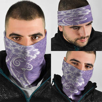 Polynesian Women's Day Neck Gaiter Purple Hibiscus Flowers With Polynesian Pattern