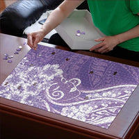 Polynesian Women's Day Puzzle Purple Hibiscus Flowers With Polynesian Pattern