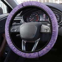 Polynesian Women's Day Steering Wheel Cover Purple Hibiscus Flowers With Polynesian Pattern