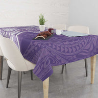 Polynesian Women's Day Tablecloth Purple Hibiscus Flowers With Polynesian Pattern