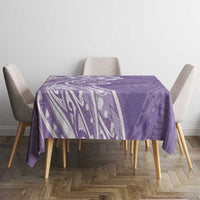 Polynesian Women's Day Tablecloth Purple Hibiscus Flowers With Polynesian Pattern