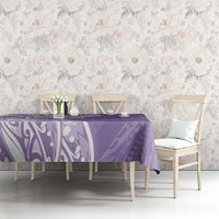 Polynesian Women's Day Tablecloth Purple Hibiscus Flowers With Polynesian Pattern