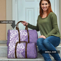 Polynesian Women's Day Travel Bag Purple Hibiscus Flowers With Polynesian Pattern
