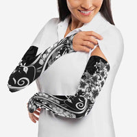 Polynesian Women's Day Arm Sleeves Black Hibiscus Flowers With Polynesian Pattern