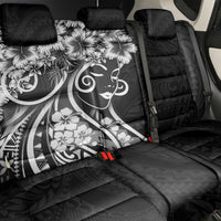 Polynesian Women's Day Back Car Seat Cover Black Hibiscus Flowers With Polynesian Pattern