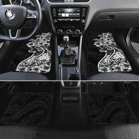 Polynesian Women's Day Car Mats Black Hibiscus Flowers With Polynesian Pattern