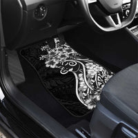 Polynesian Women's Day Car Mats Black Hibiscus Flowers With Polynesian Pattern