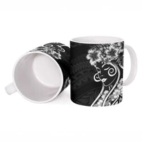 Polynesian Women's Day Ceramic Mug Black Hibiscus Flowers With Polynesian Pattern