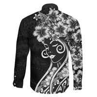 Polynesian Women's Day Family Matching Off The Shoulder Long Sleeve Dress and Hawaiian Shirt Black Hibiscus Flowers With Polynesian Pattern LT05 - Polynesian Pride