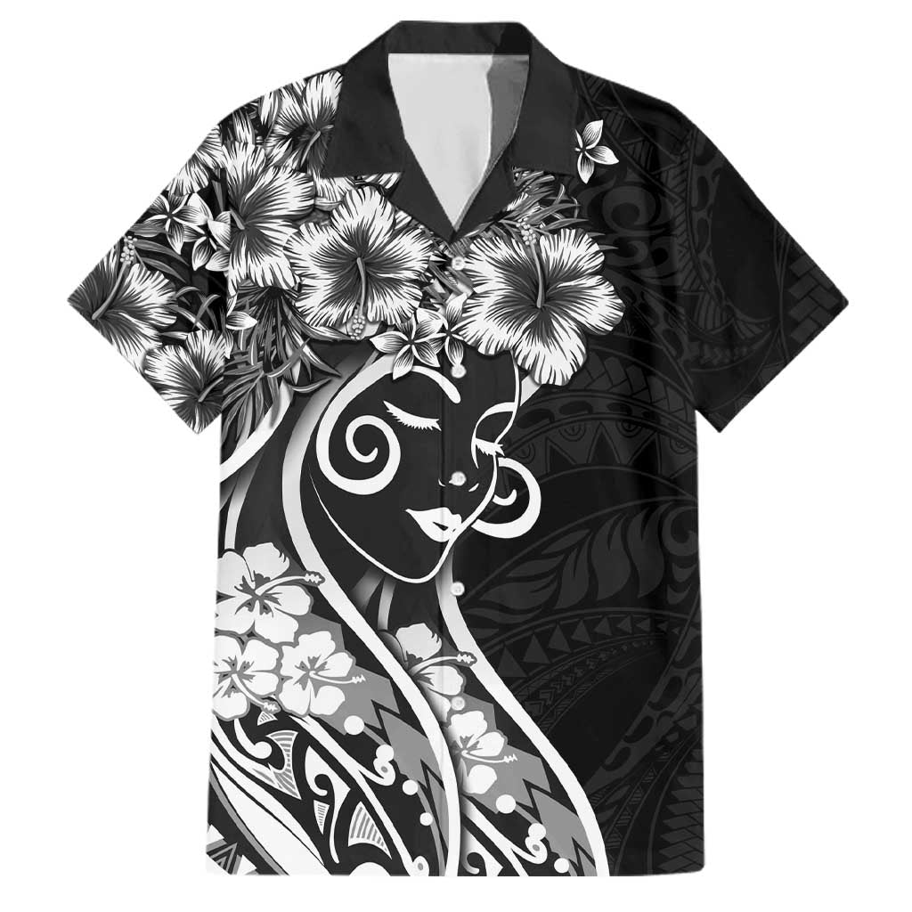 Polynesian Women's Day Family Matching Summer Maxi Dress and Hawaiian Shirt Black Hibiscus Flowers With Polynesian Pattern