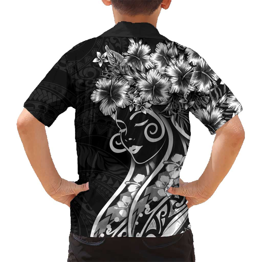 Polynesian Women's Day Family Matching Tank Maxi Dress and Hawaiian Shirt Black Hibiscus Flowers With Polynesian Pattern LT05 - Polynesian Pride