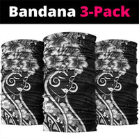 Polynesian Women's Day Neck Gaiter Black Hibiscus Flowers With Polynesian Pattern