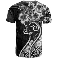 Polynesian Women's Day T Shirt Black Hibiscus Flowers With Polynesian Pattern