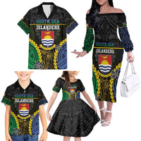 Personalised South Sea Islanders And Gilbert Islands Family Matching Off The Shoulder Long Sleeve Dress and Hawaiian Shirt Kanakas Polynesian Pattern
