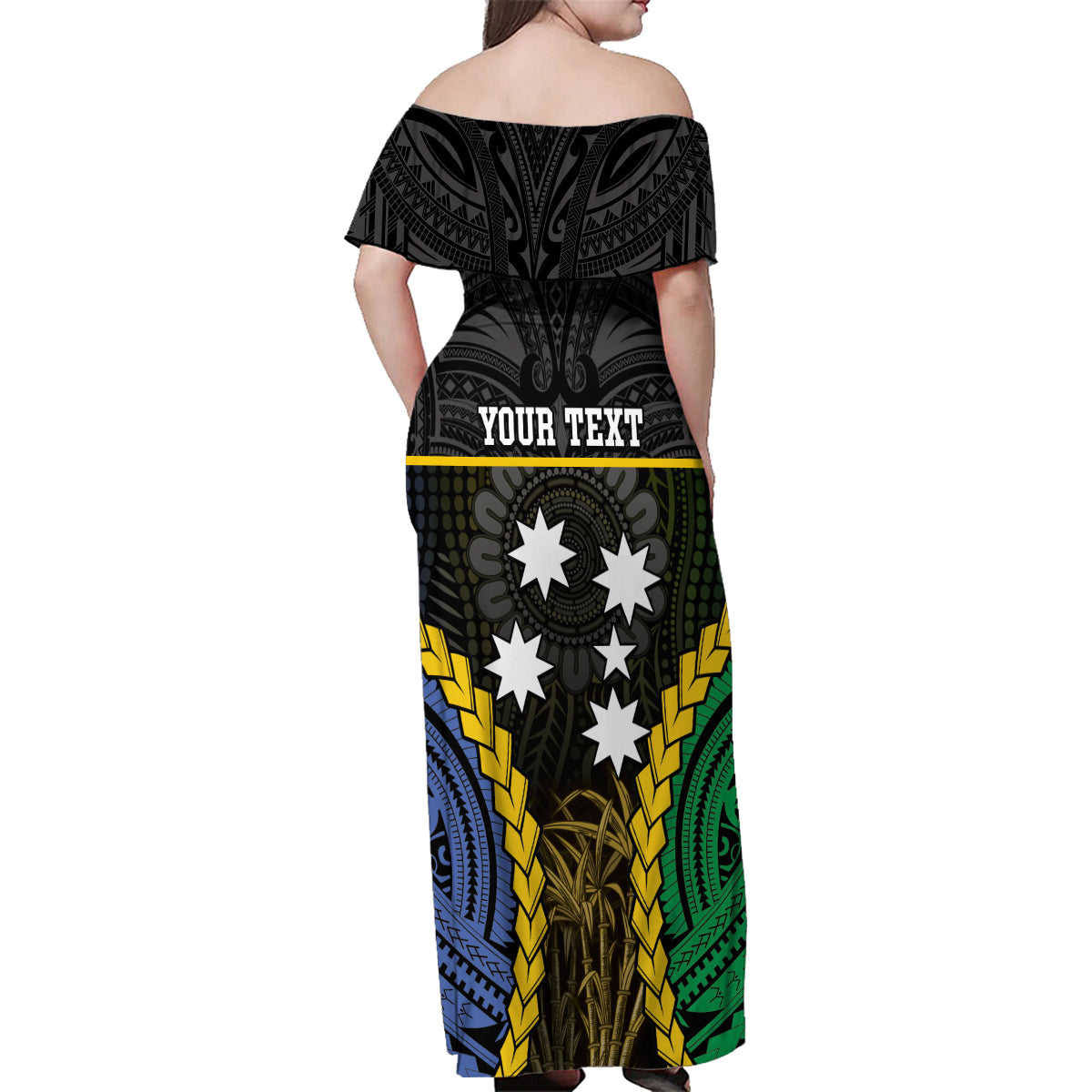 Personalised South Sea Islanders And Gilbert Islands Family Matching Off Shoulder Maxi Dress and Hawaiian Shirt Kanakas Polynesian Pattern