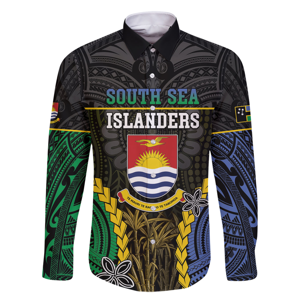 Personalised South Sea Islanders And Gilbert Islands Family Matching Short Sleeve Bodycon Dress and Hawaiian Shirt Kanakas Polynesian Pattern