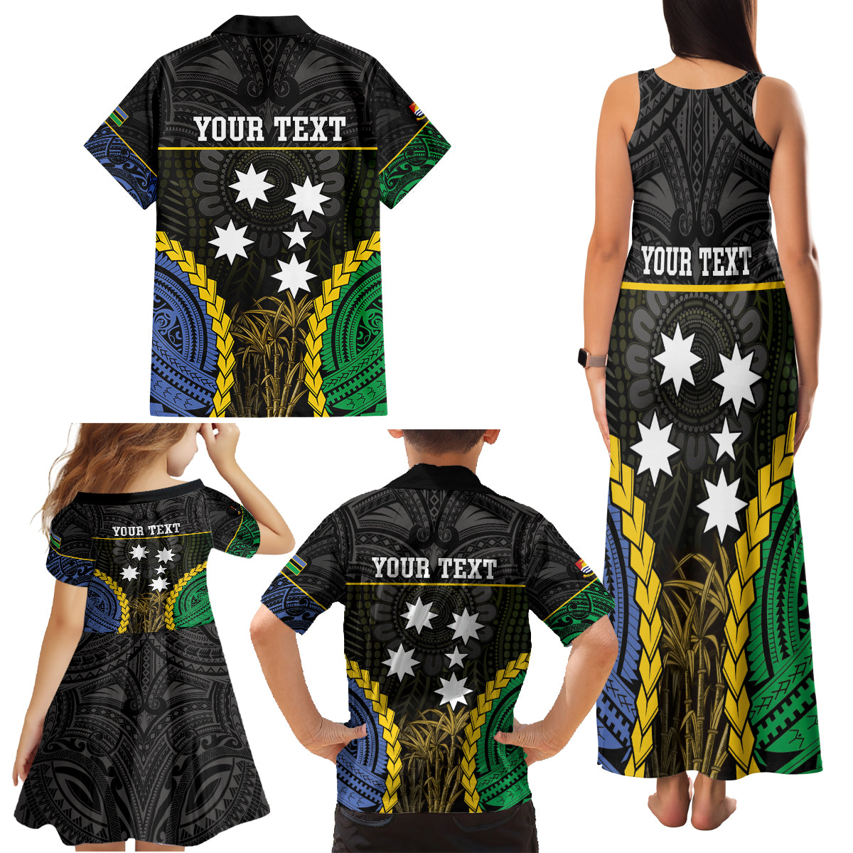 Personalised South Sea Islanders And Gilbert Islands Family Matching Tank Maxi Dress and Hawaiian Shirt Kanakas Polynesian Pattern