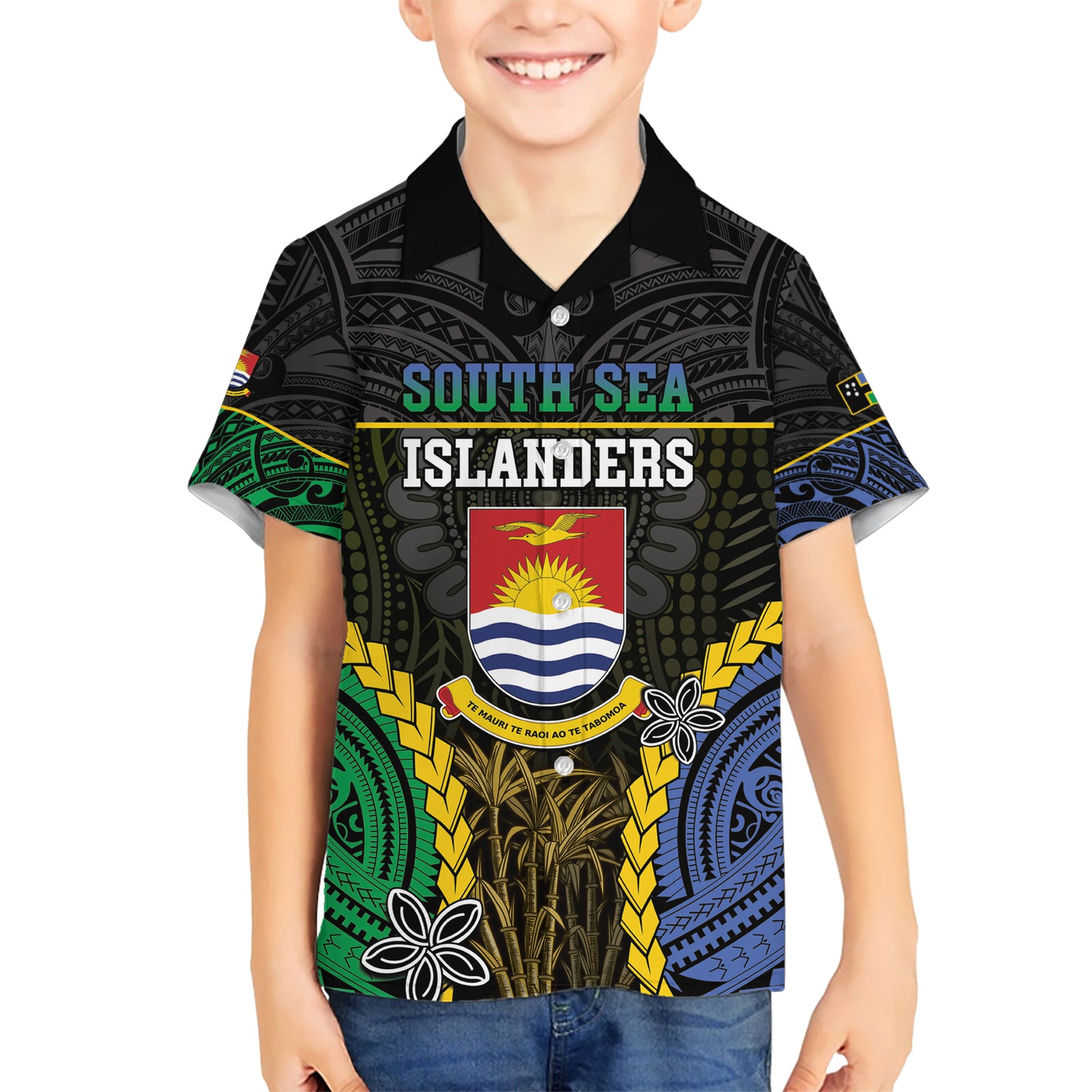 Personalised South Sea Islanders And Gilbert Islands Kid Hawaiian Shirt Kanakas Polynesian Pattern