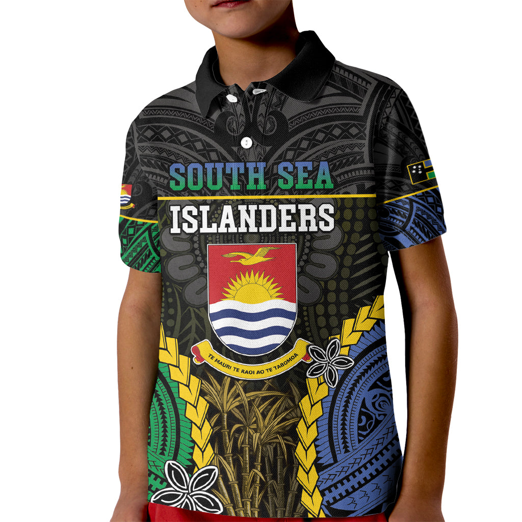 Personalised South Sea Islanders And Gilbert Islands Kid Polo Shirt Kanakas Polynesian Pattern