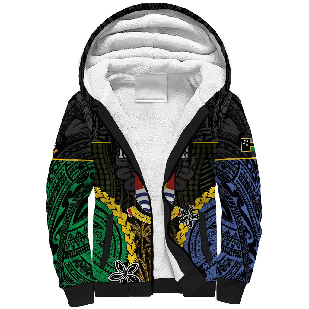 Personalised South Sea Islanders And Gilbert Islands Sherpa Hoodie Kanakas Polynesian Pattern