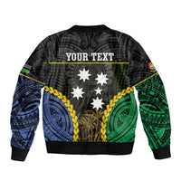 Personalised South Sea Islanders And Gilbert Islands Sleeve Zip Bomber Jacket Kanakas Polynesian Pattern