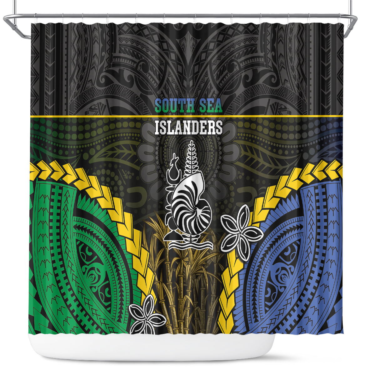 South Sea Islanders And New Caledonia Shower Curtain Kanakas Polynesian Pattern