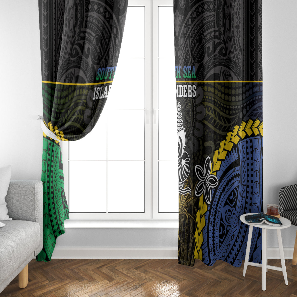 South Sea Islanders And New Caledonia Window Curtain Kanakas Polynesian Pattern