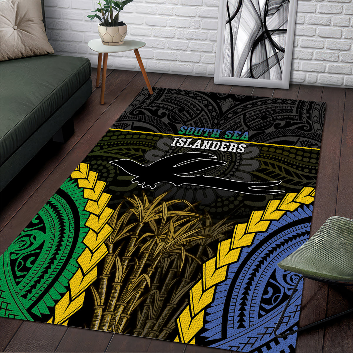 South Sea Islanders And New Ireland Area Rug Kanakas Polynesian Pattern