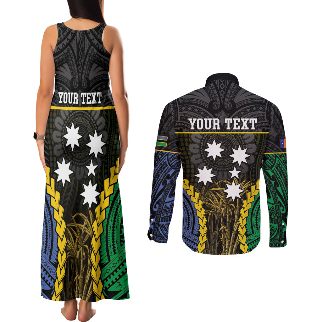 Personalised South Sea Islanders And New Ireland Couples Matching Tank Maxi Dress and Long Sleeve Button Shirt Kanakas Polynesian Pattern LT05 - Polynesian Pride